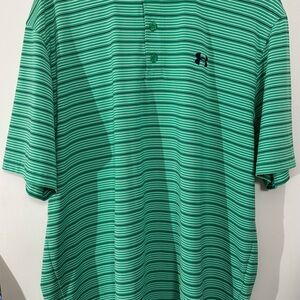 Under Armour Men’s Green XL Loose Striped Polo Shirt